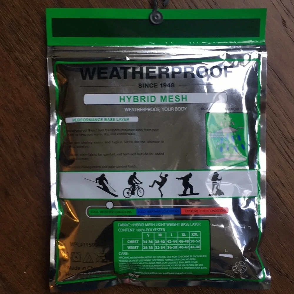 Weatherproof brand long underwear shirt mesh top black‎ small